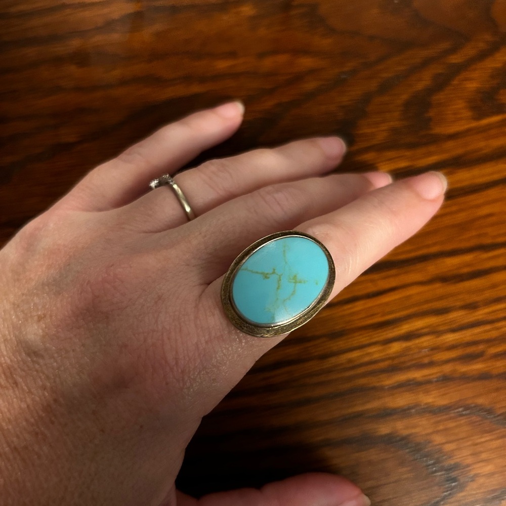 Vintage Turquoise Sterling Silver Ring Size 8